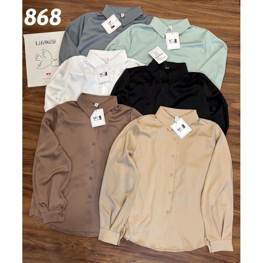 kemeja satin silk premium bkk wanita