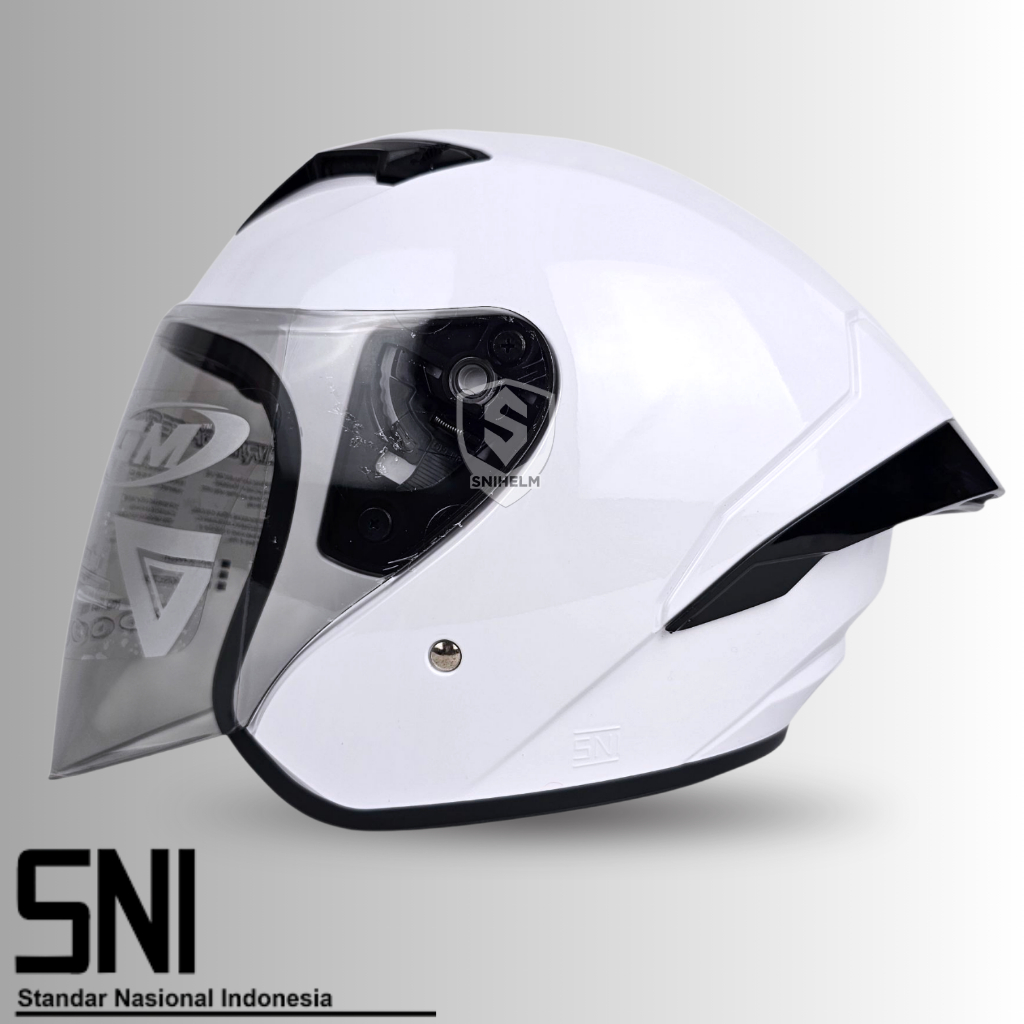 Helm GM GII  Solid Warna Putih Helm Half Face Gm G2 Visor Light Smoke Half Face Original Sni