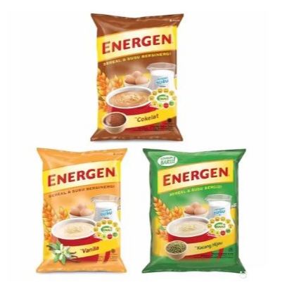 

ENERGEN SUSU & CEREAL SACHET RASA VANILLA COKELAT KACANG HIJAU RENCENG ISI 10 PCS