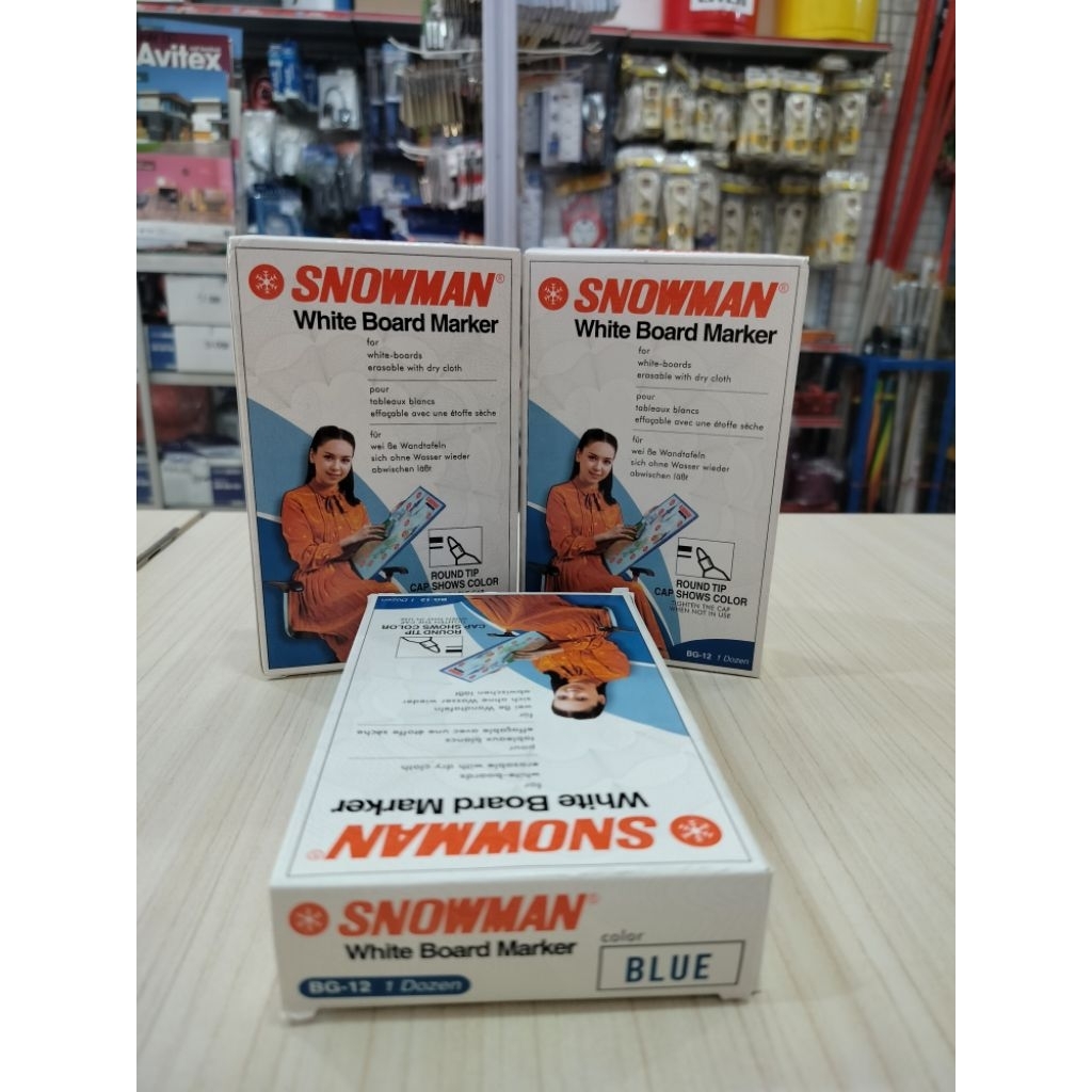 

Spidol Snowman Whiteboard BG-12 Biru ( 1 box isi 12)