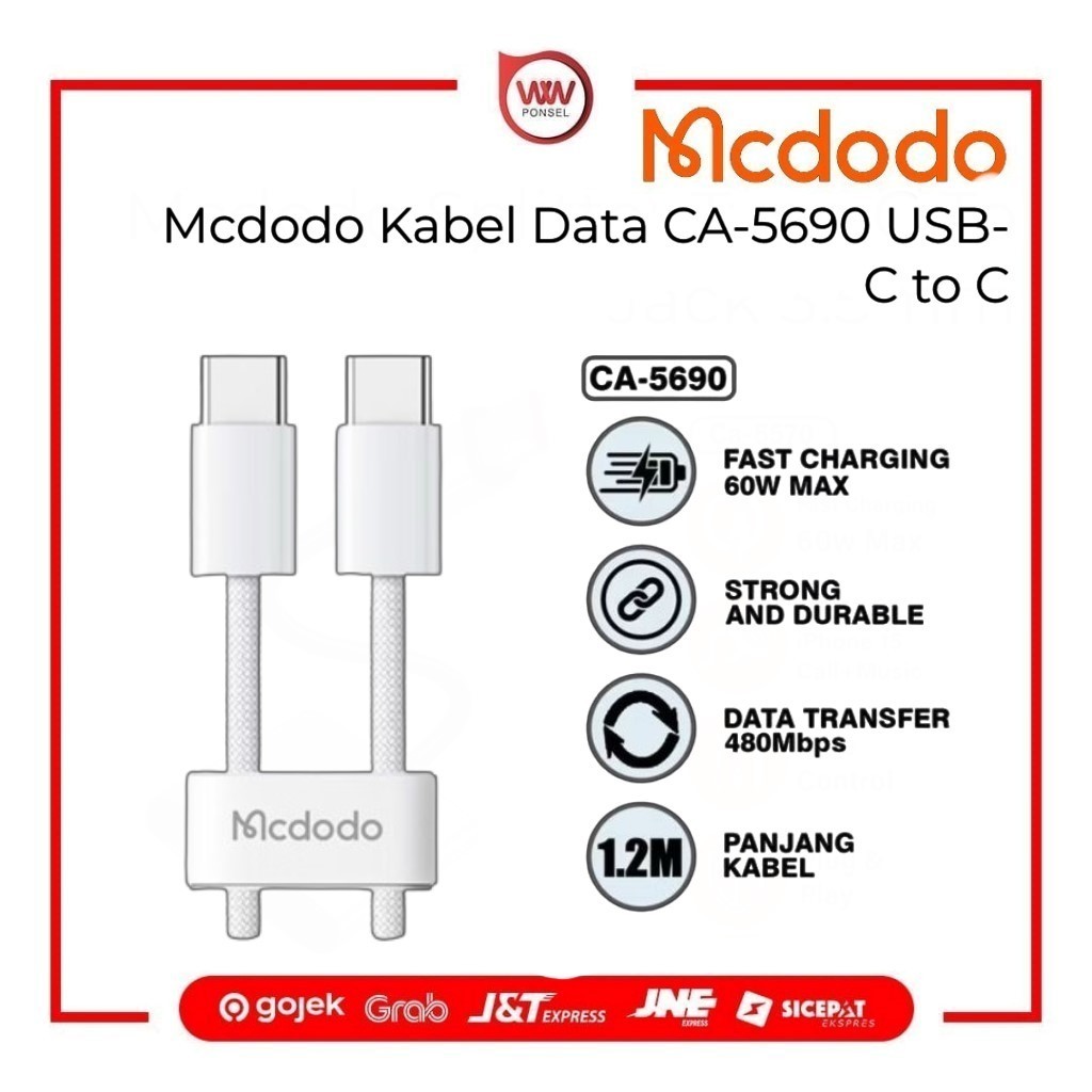 [WW SALE] Mcdodo CA-5690 Kabel Data USB-C to C Cable Nylon 60W Fast Charging 1M