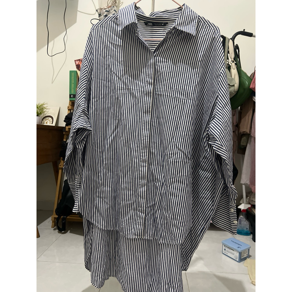preloved zara striped oversized shirt