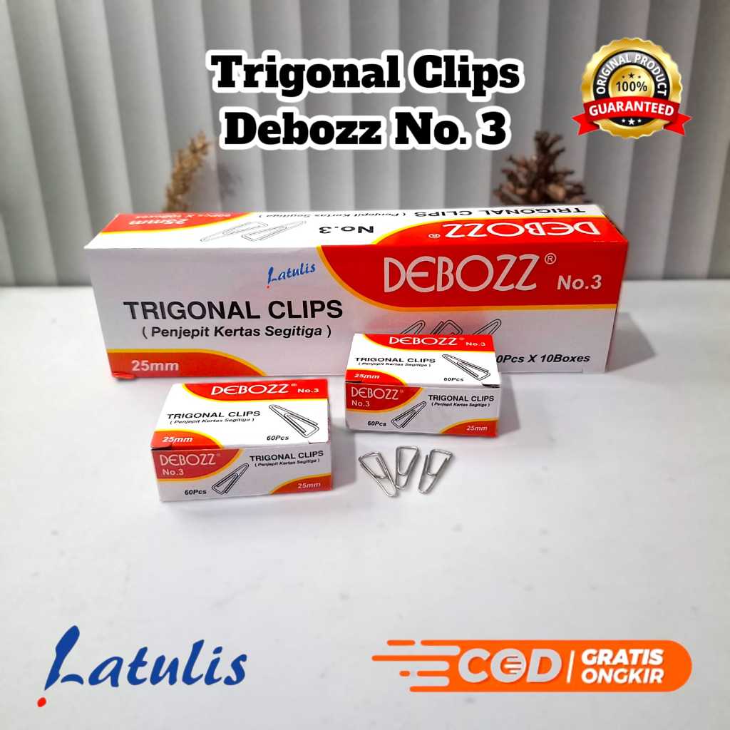 

TRIGONAL COLOR CLIPS DEBOZZ NO.3 / Penjepit kertas berwarna No.3C DEBOZZ (1Pack)