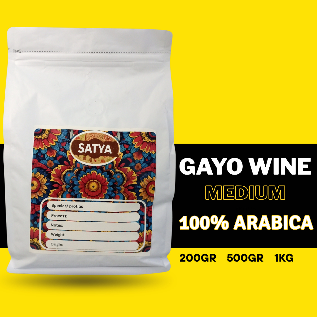 

Biji Kopi Arabica Gayo Wine Aceh SATYA 1kg / 500gr/ 200gr | Kopi Bubuk Espresso atau Manual Brew