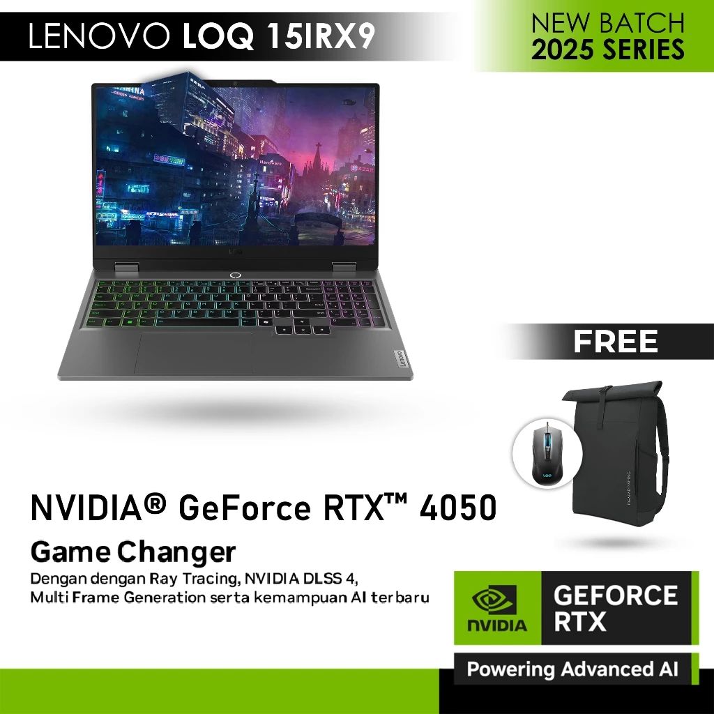 [FREE MOUSE] Lenovo LOQ 15IRX9 GeForce RTX™ 4050 6GB - Intel® Core™ i7-13650HX Win 11 OHS 2021 RAM 1