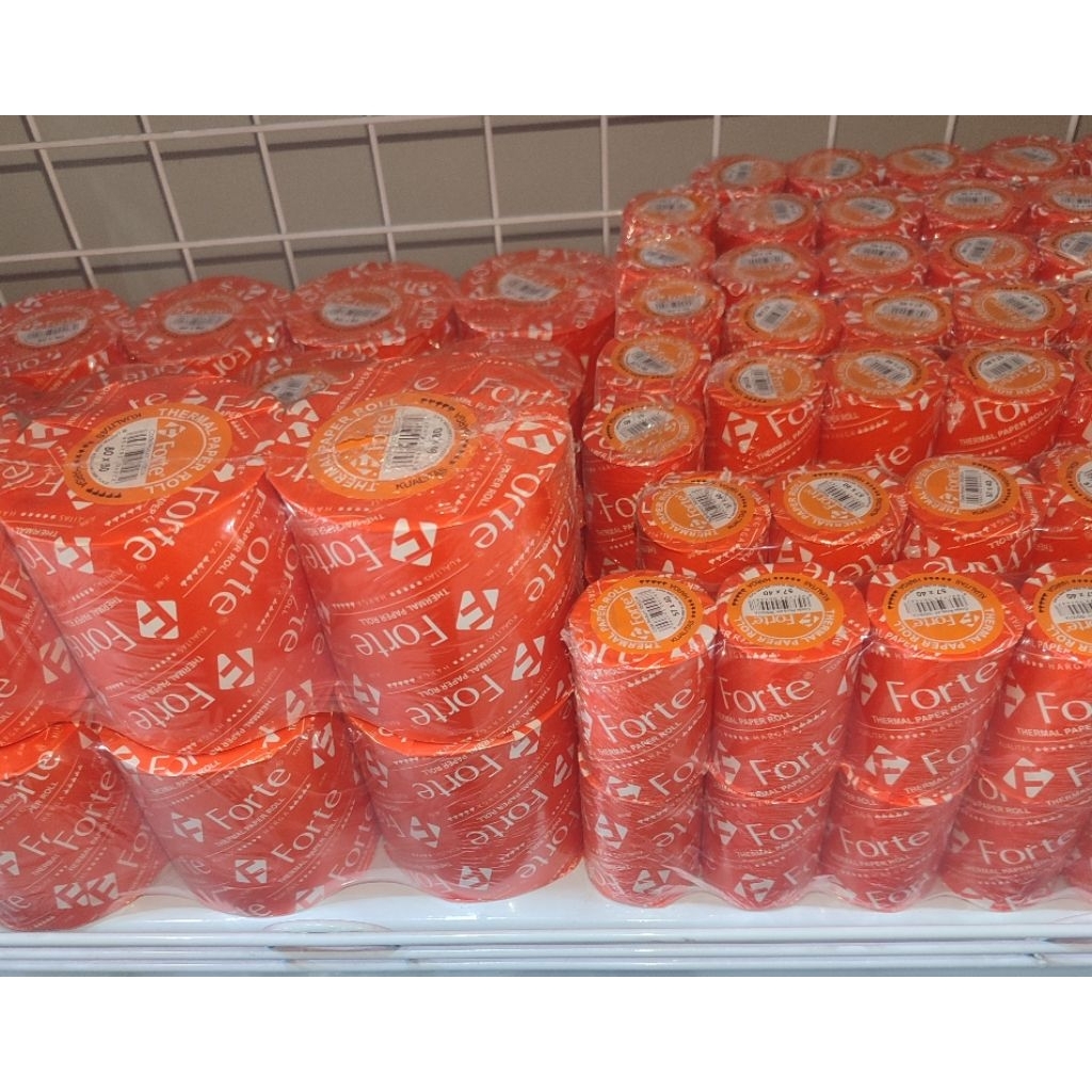 

KERTAS THERMALFORTE 57X40 (1 PACK ISI 10 ROLL) /DENGAN UKURAN 80X80 (1 PACK ISI 5 ROLL)