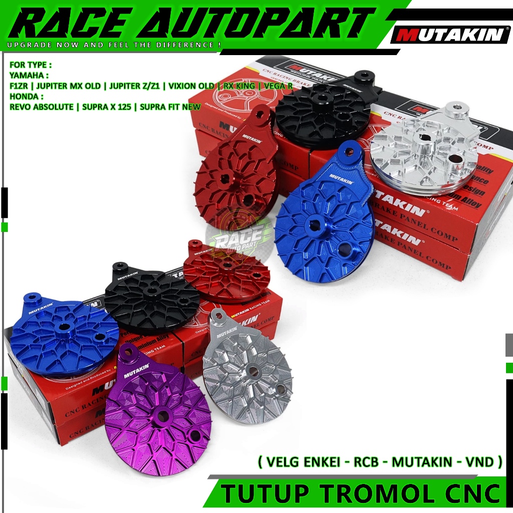 MUTAKIN tutup tromol CNC kampas belakang Fizr Vega Jupiter MX Old RX King Revo Absolute Supra X 125 