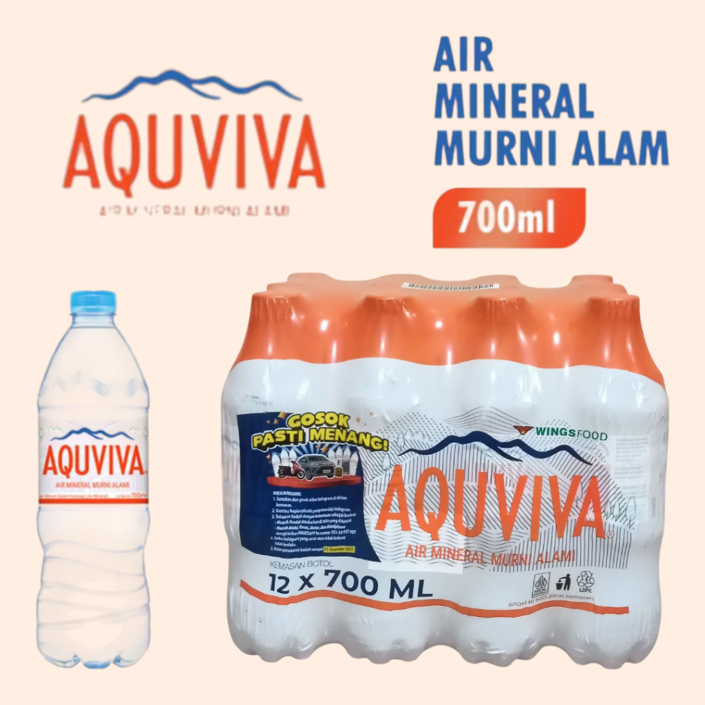 

AQUVIVA AIR MINERAL 700ML ISI 12 BOTOL (1 KRAT) MURAH