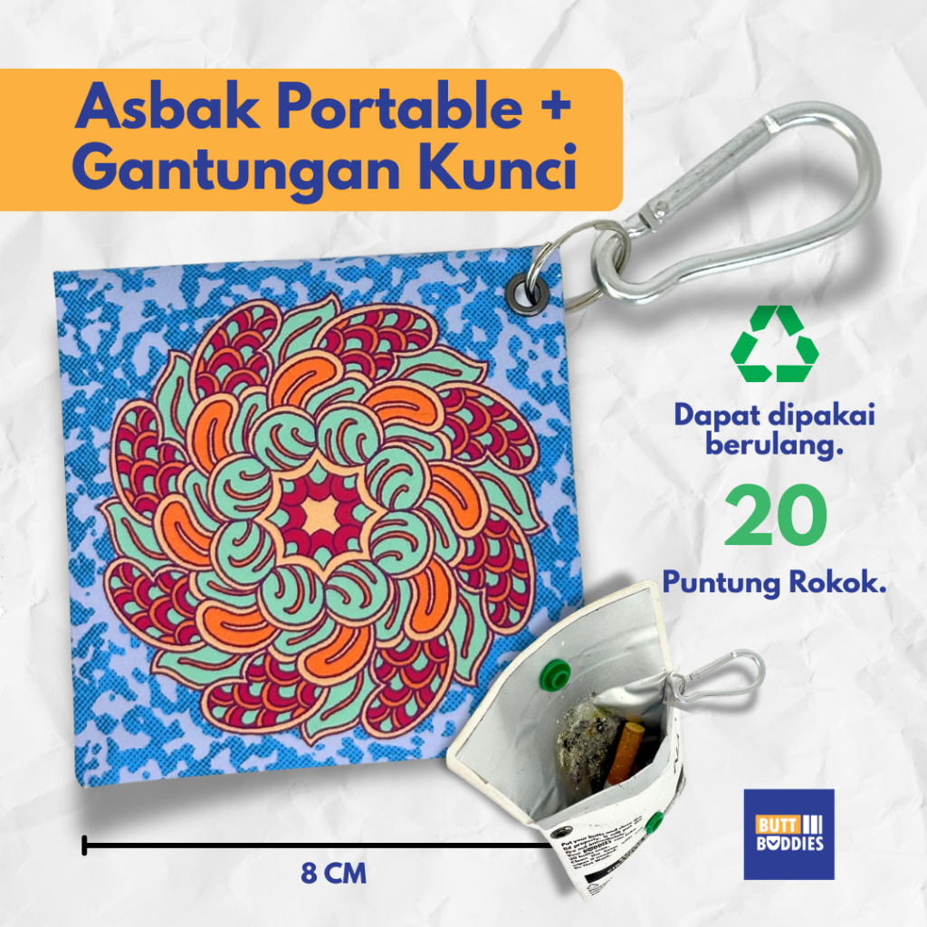 Asbak Portable dengan Gantungan Kunci / pocket ashtray - MANDALA (REUSABLE)