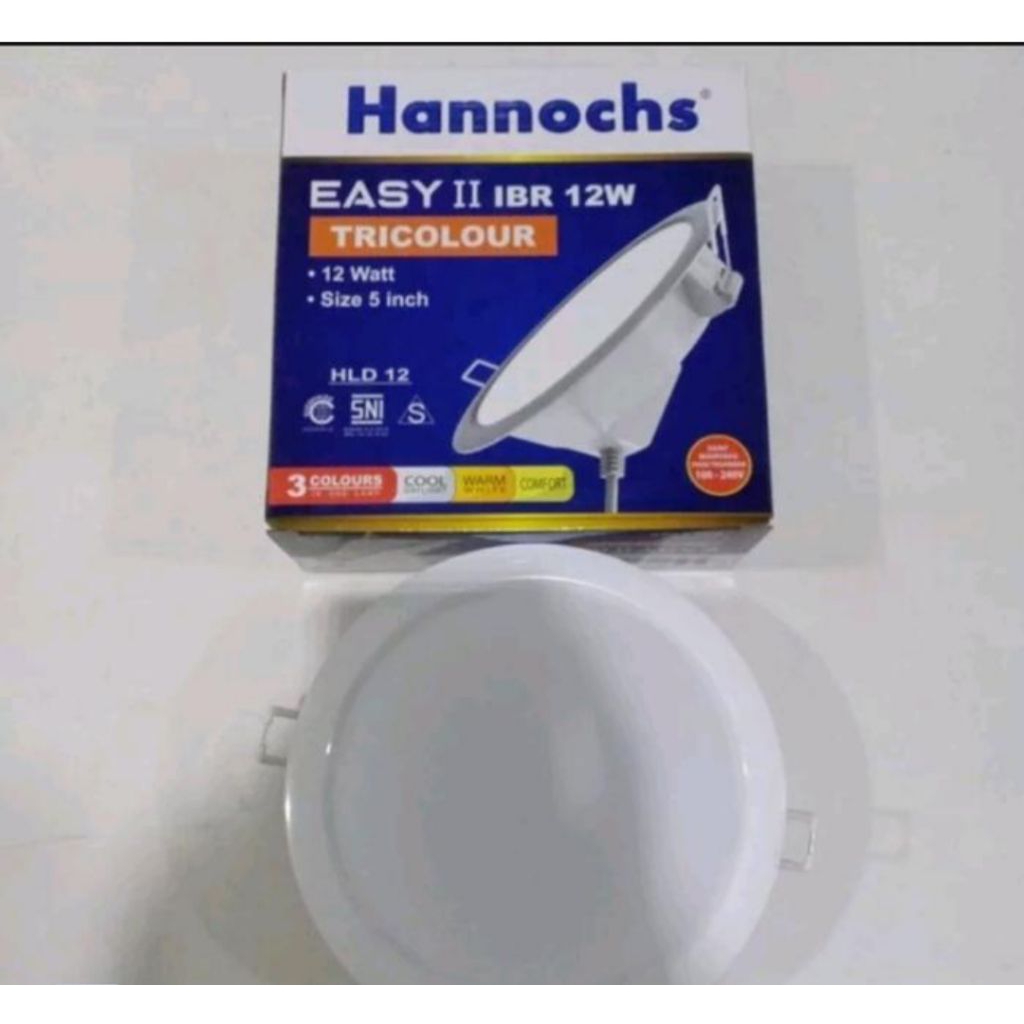 Lampu Downlight LED Tanam 3 Warna Hannochs Easy IBR 12 Watt Tricolor