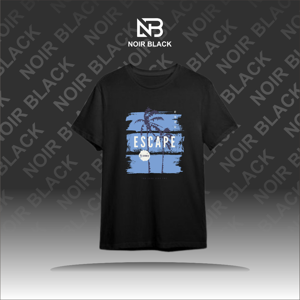 T-Shirt / Kaos Pria Escape Sunset Cotton Combed 24s Hitam