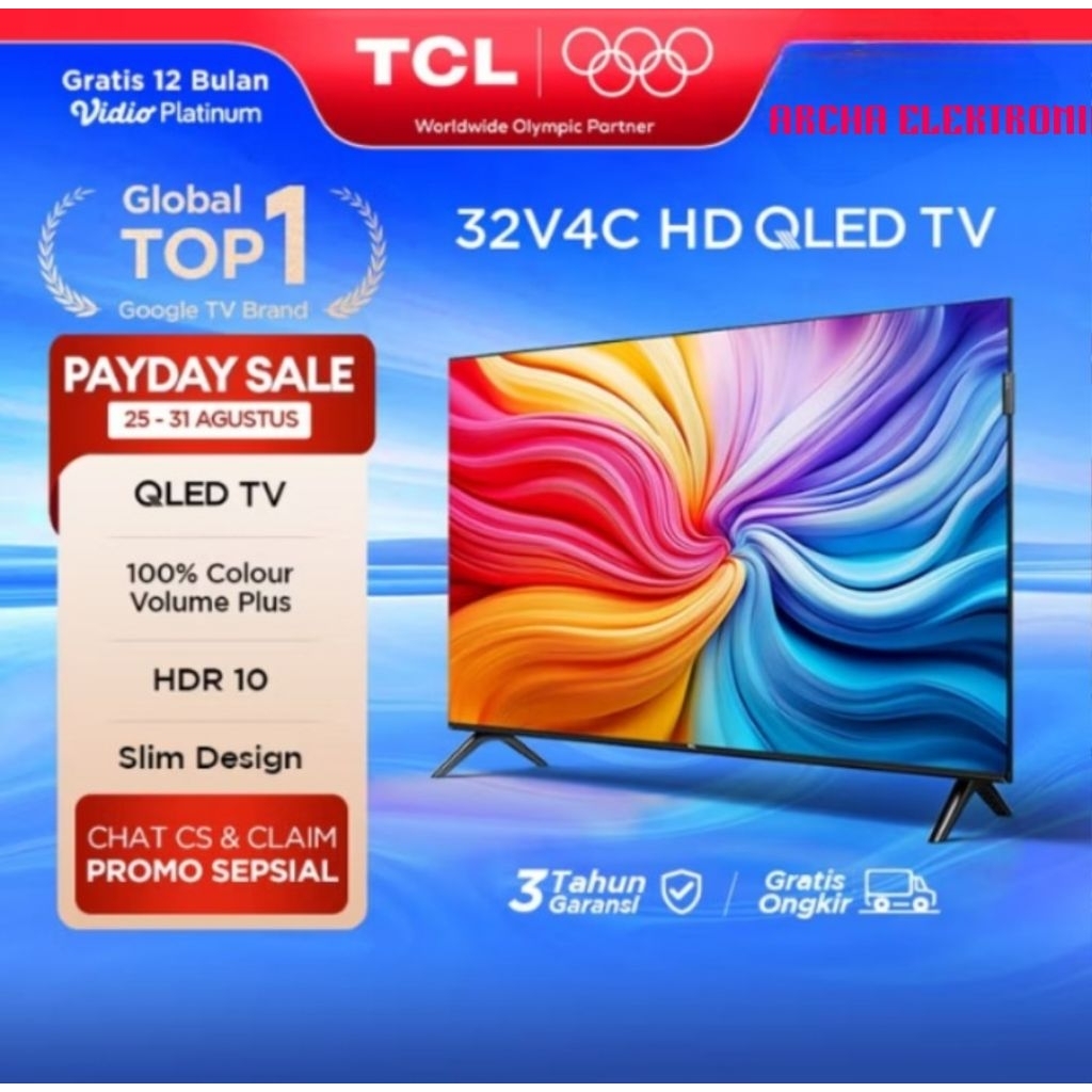 GOOGLE TV TCL 32 INC QLED 32V4C NEW DIGITAL TV