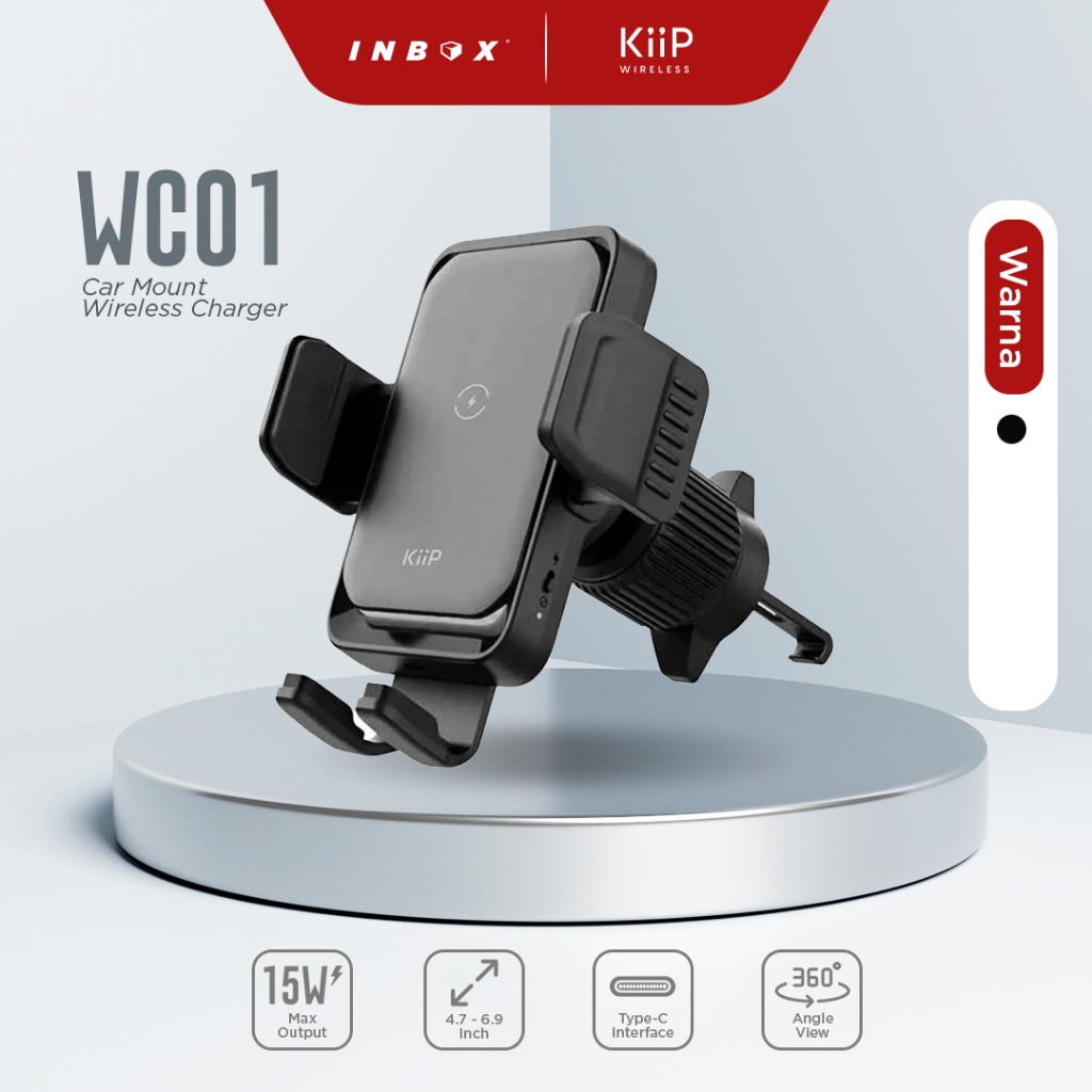 KiiP WC01 2in1 Car Mount Wireless Charger Phone Holder Mobil Car Charger 15W