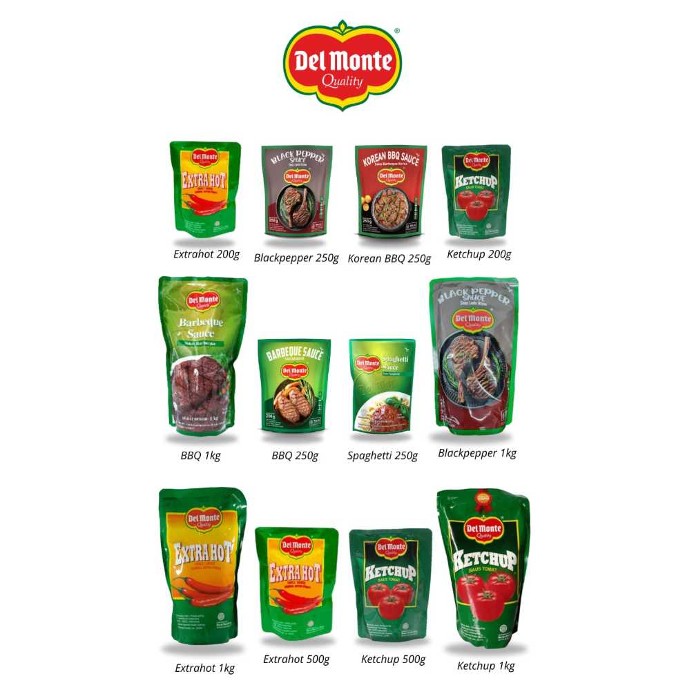 

Delmonte Saus Extra Hot 1Kg & Saus Tomat Del Monte | Delmonte Spaghetti Barbeque BBQ 250gr & 1Kg | Saus Tomat Chilly Hot Del Monte