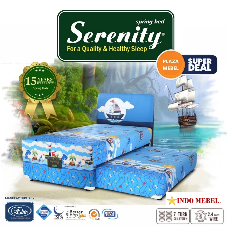 2in1 Anak / Twin Happy Sail ELITE Serenity 120 x 200 Springbed SET Promo Murah Ready Makassar