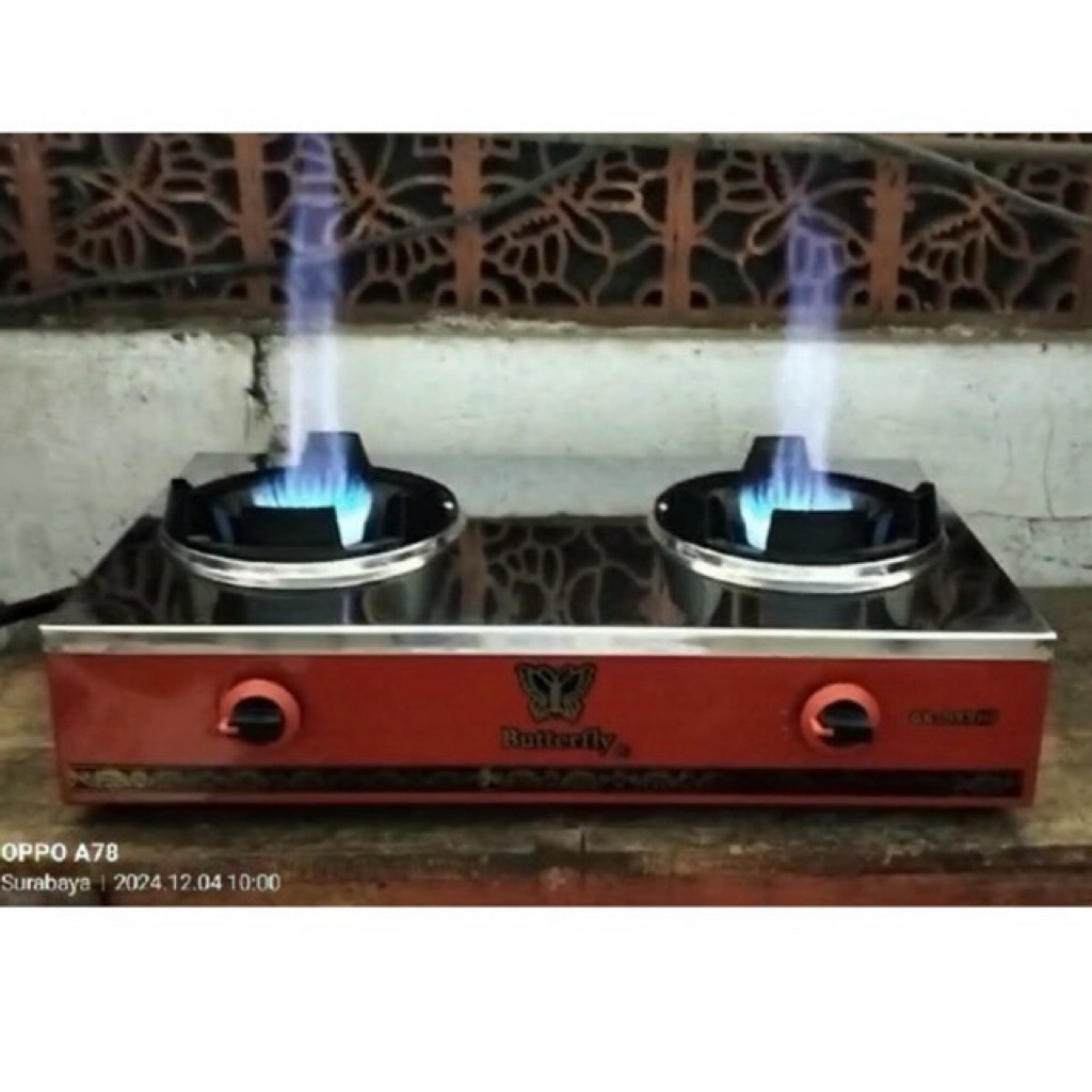 kompor gas stainless butterfly api besar 2 tungku kuali range