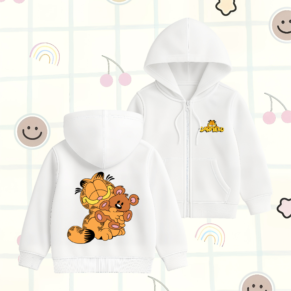 WGUD'S KIDS - Jacket Hoodie Zipper Anak Garfield Bear Poly Fleece Umur 4-15 Tahun Unisex Laki-Laki &