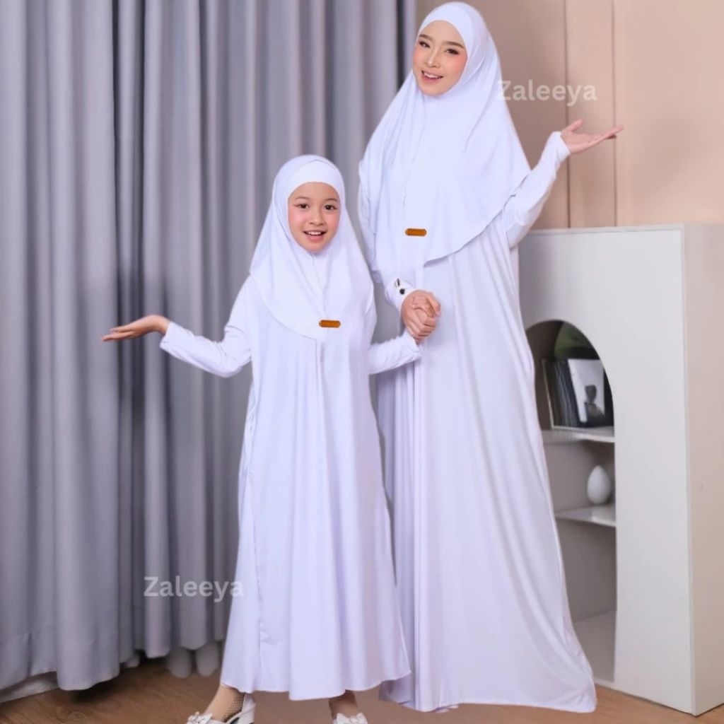 Gamis Couple Ibu Anak Perempuan Set Hijab Jersey Premium Abaya Couple Ibu Anak Lebaran Kekinian