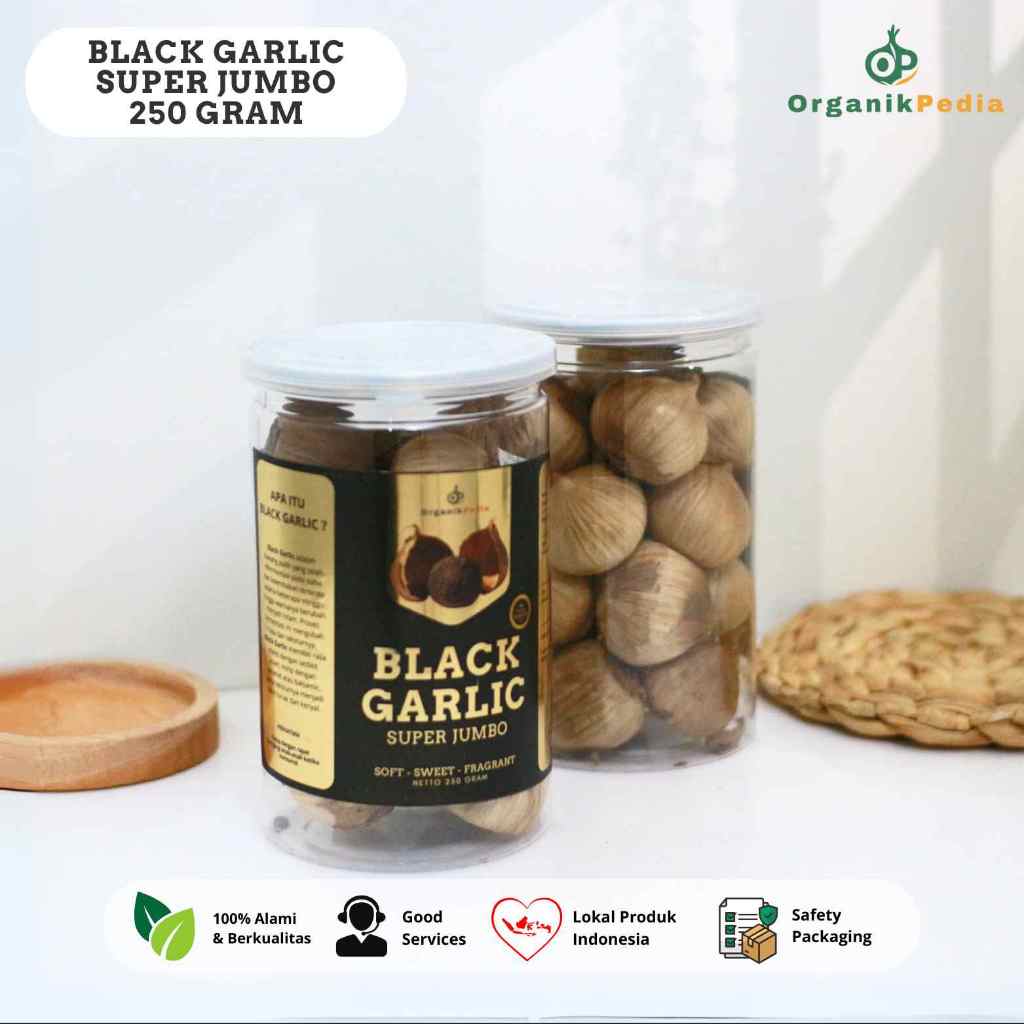 

BLACK GARLIC SUPER JUMBO PREMIUM Bawang Tunggal OrganikPedia 250gr