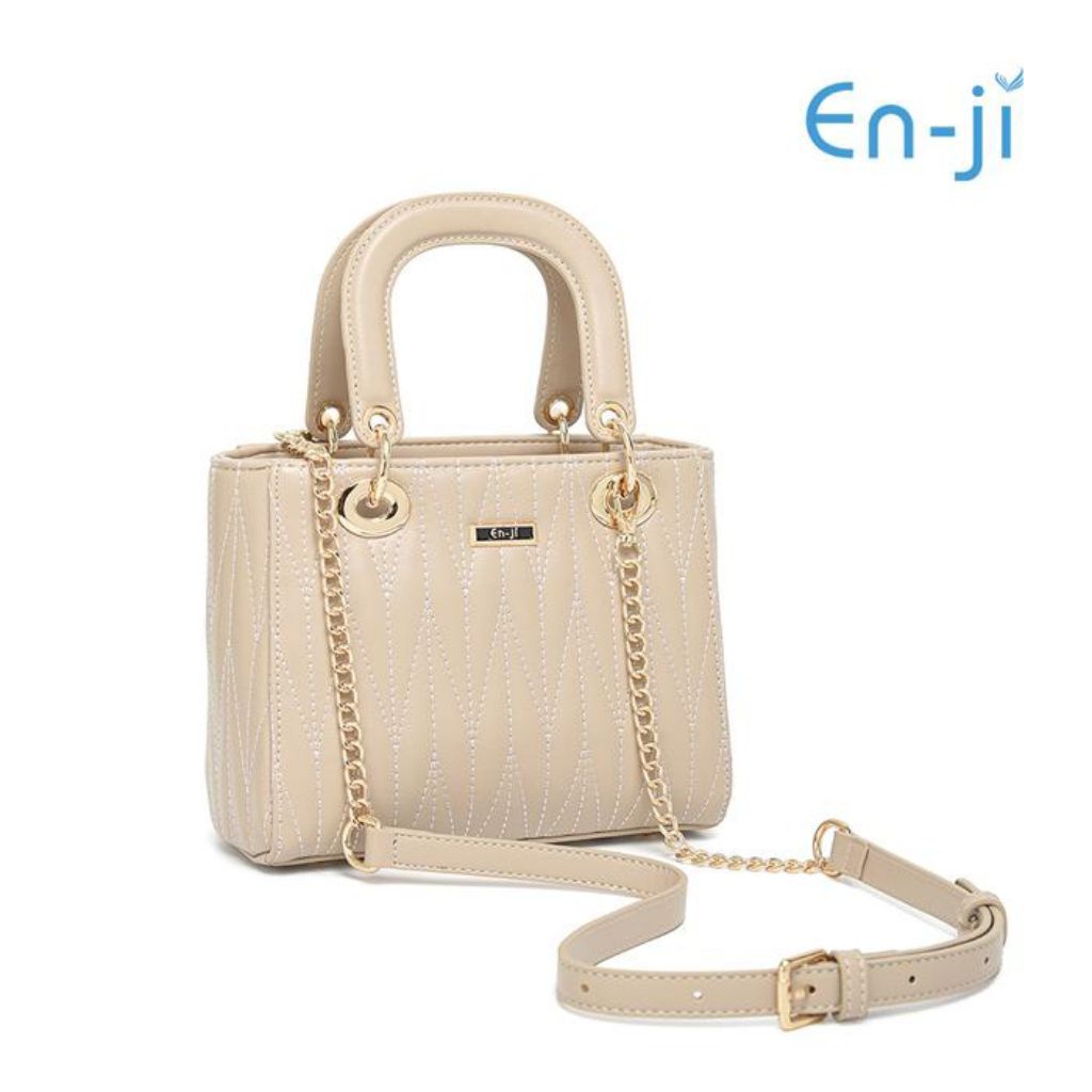 Enji En-ji Seora Handbag Tas Tangan Wanita Bahan PU Leather Khaki
