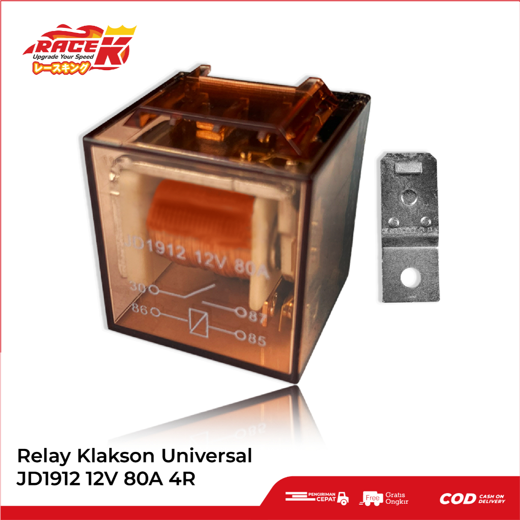 Relay Klakson Horn Kaki 4 R 12V Volt 80A Ampere Amp JD1912