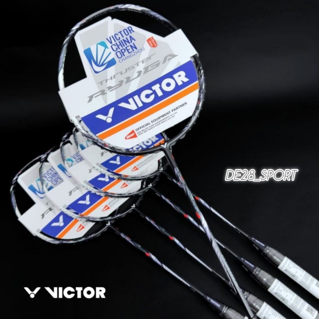 Raket Badminton Bulutangkis Victor Thrusther Ryuga Metalic Hitam/Putih Tarikan 31 Lbs Berat 4U/83 gr
