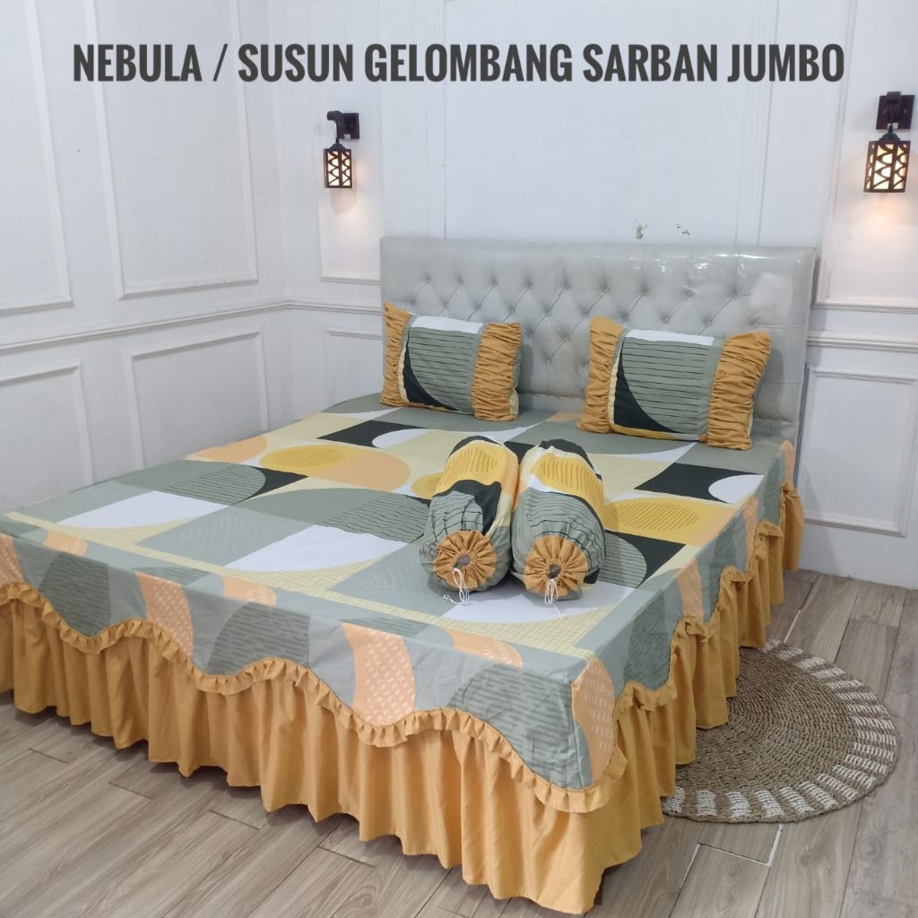 sprei rumbai susun gelombang sarban jumbo ukr 180x200x20