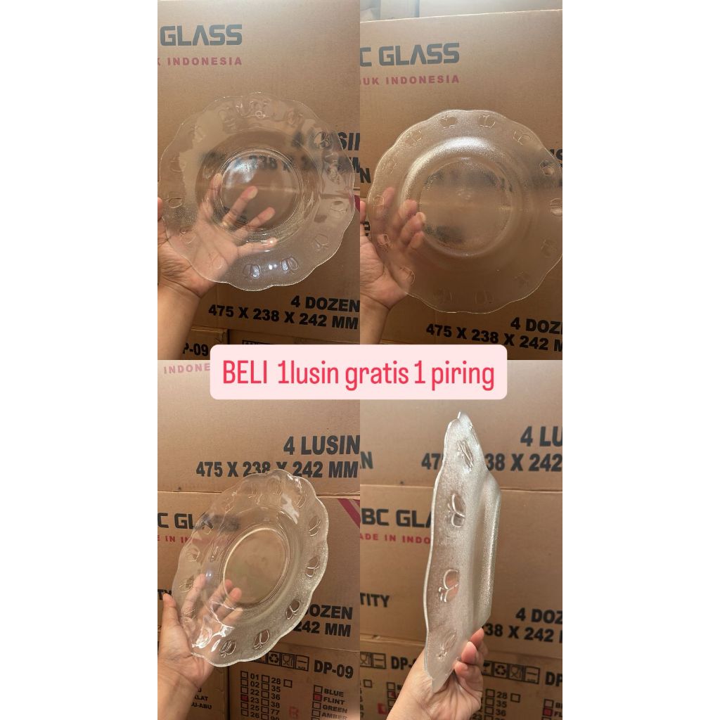 Piring Kaca 1 Lusin Piring Makan Beling