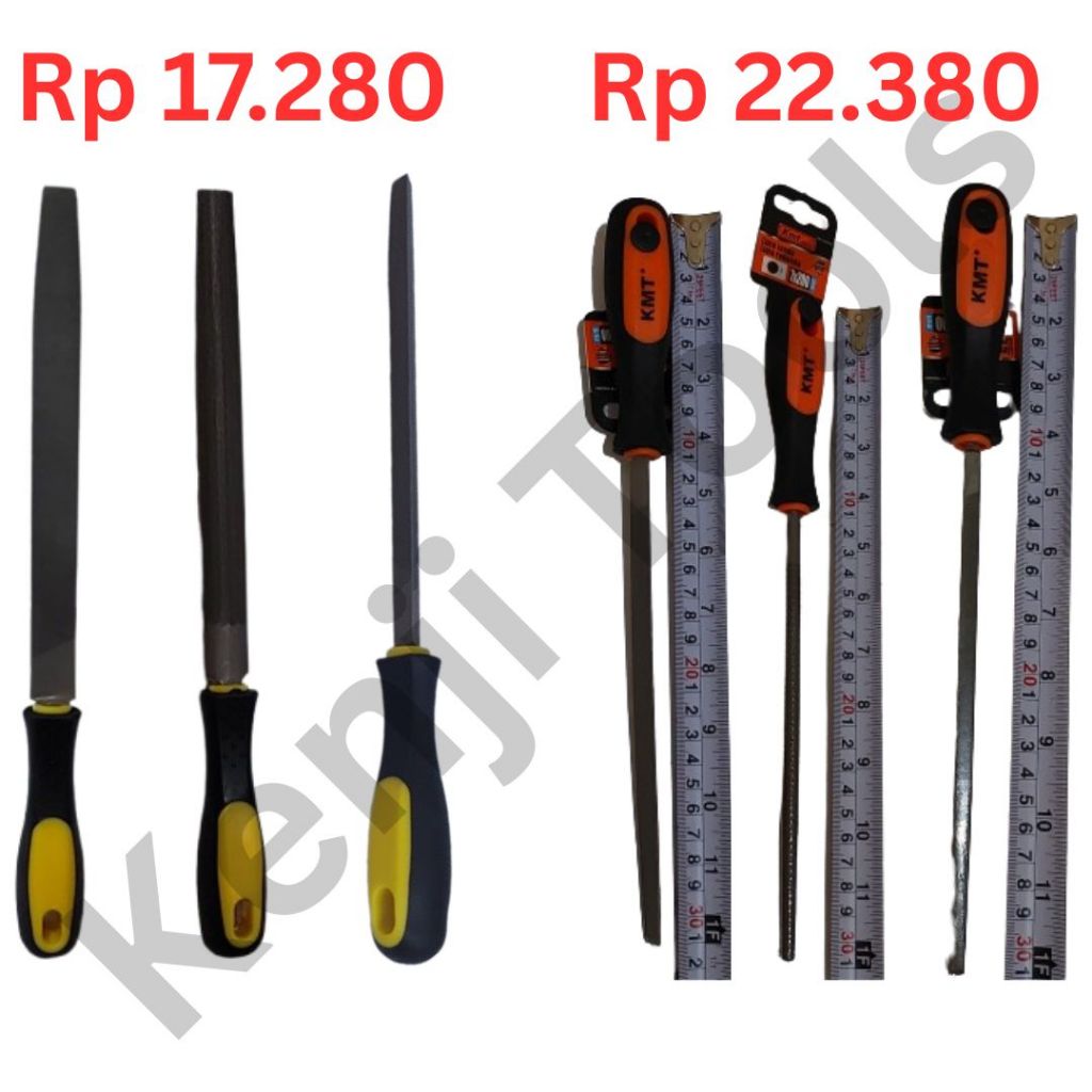 Kikir Besi  Gagang Karet 8 Inch Kikir Flat Gepeng Kikir 1/2 Bulat Kikir Segitiga Kikir Bulat Kotak