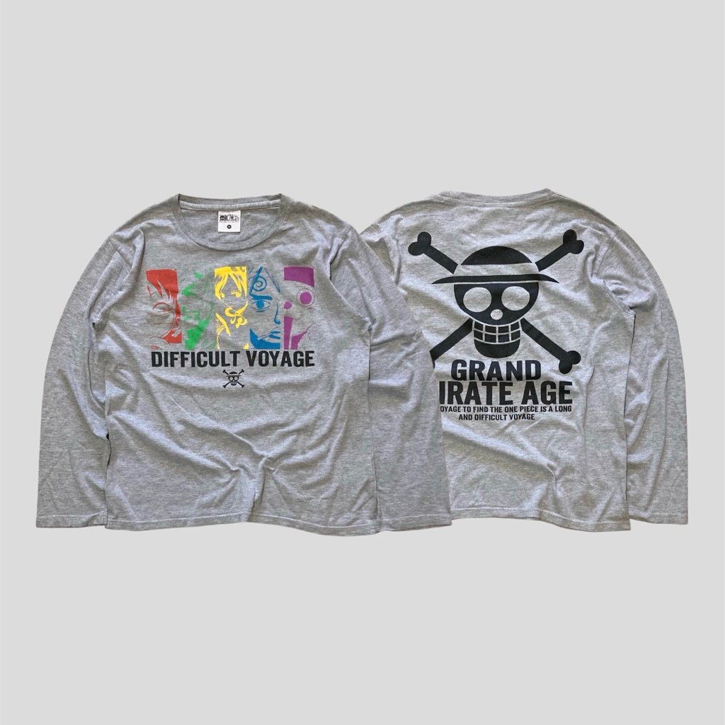 Kaos long sleeve vintage anime kartun official one piece straw hat pirates second