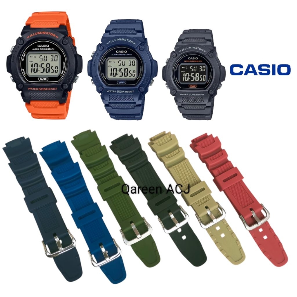 Tali Jam Tangan Casio Original W219H W-219H Strap Jam Casio Rubber W-219H