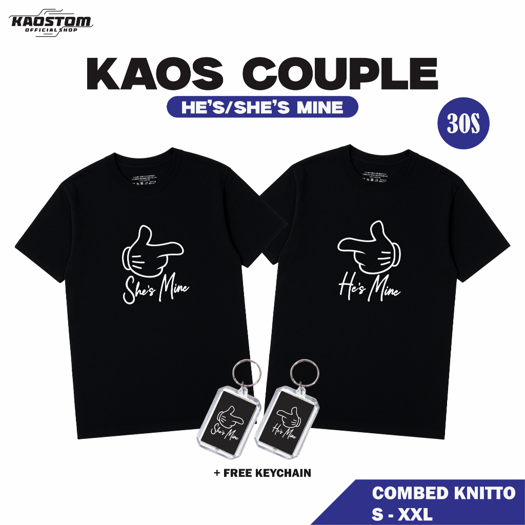 Kaos Couple - He's Mine / She's Mine - Pria Wanita Baju Couple Pasangan | Baju Unisex S-XXL