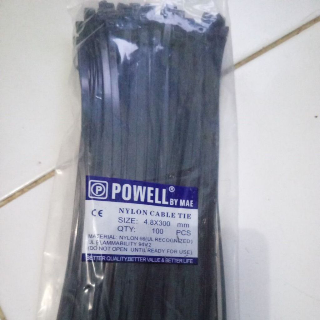 

kabel ties warna hitam SIZE 4.8X300 MM ISI 100 PICS