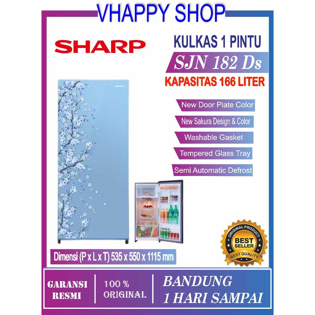 SHARP SJ-N182D SH  SJN182D SB 182D SP Kulkas 1 Pintu 166L