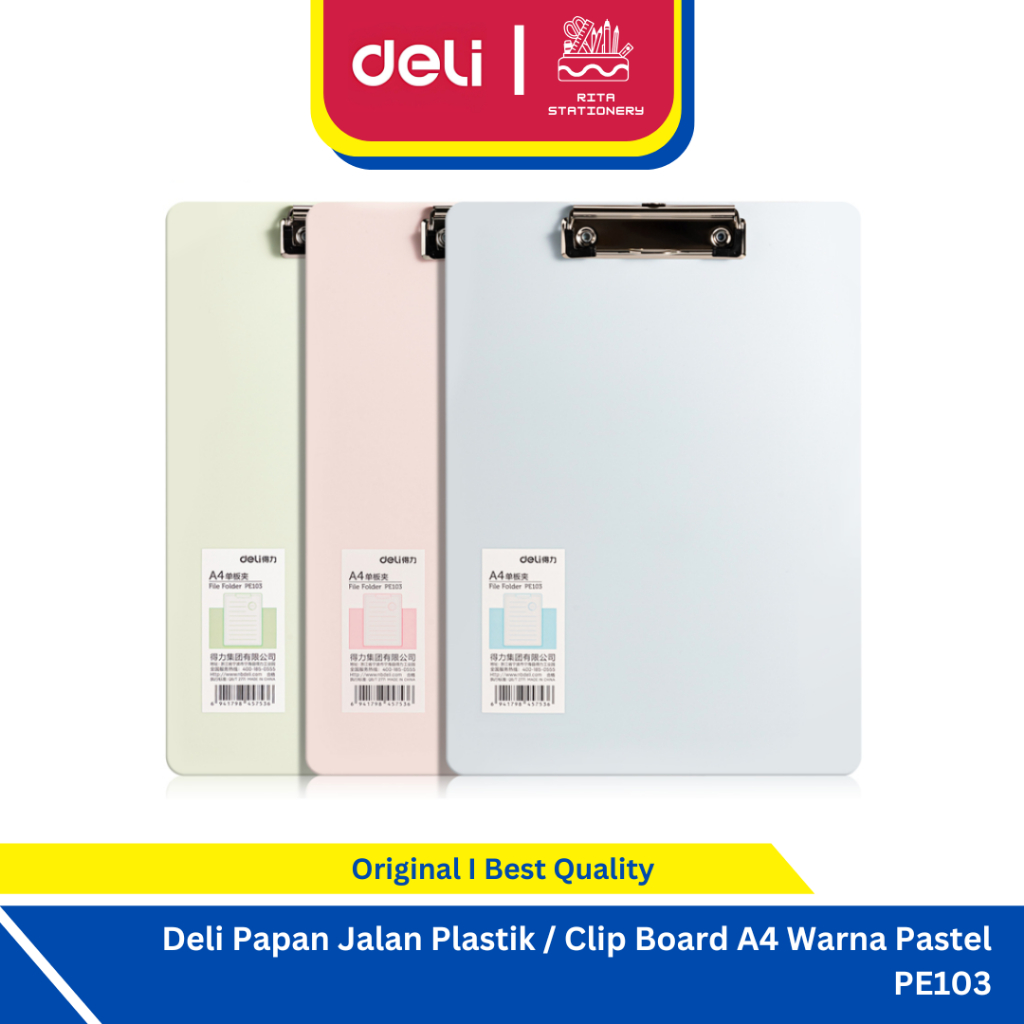 

Deli Papan Jalan Plastik Lucu Ringan Ujian Dada / Clip Board A4 cm Warna Pastel Pink Biru Ijo - PE103