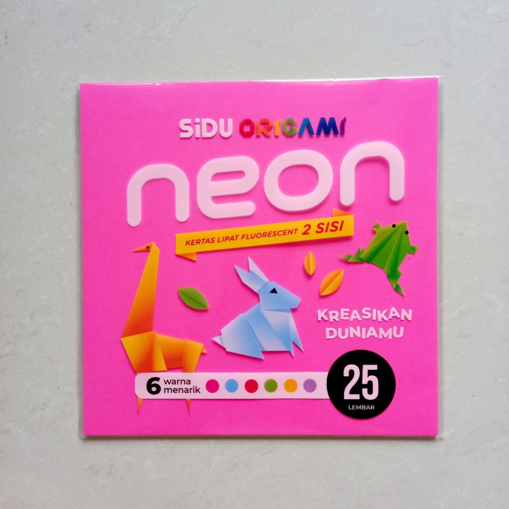 

[ PACK ISI 25 LEMBAR MURAH ] Kertas Lipat Origami Ukuran 12 x 12 cm Neon Fluorescent Sidu
