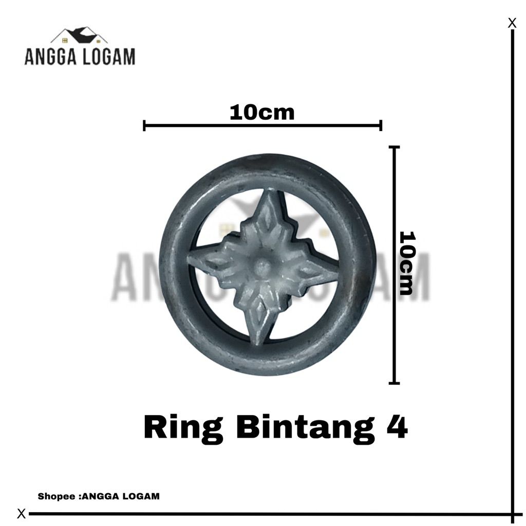 Ring Bintang 4 Ornamen pagar besi