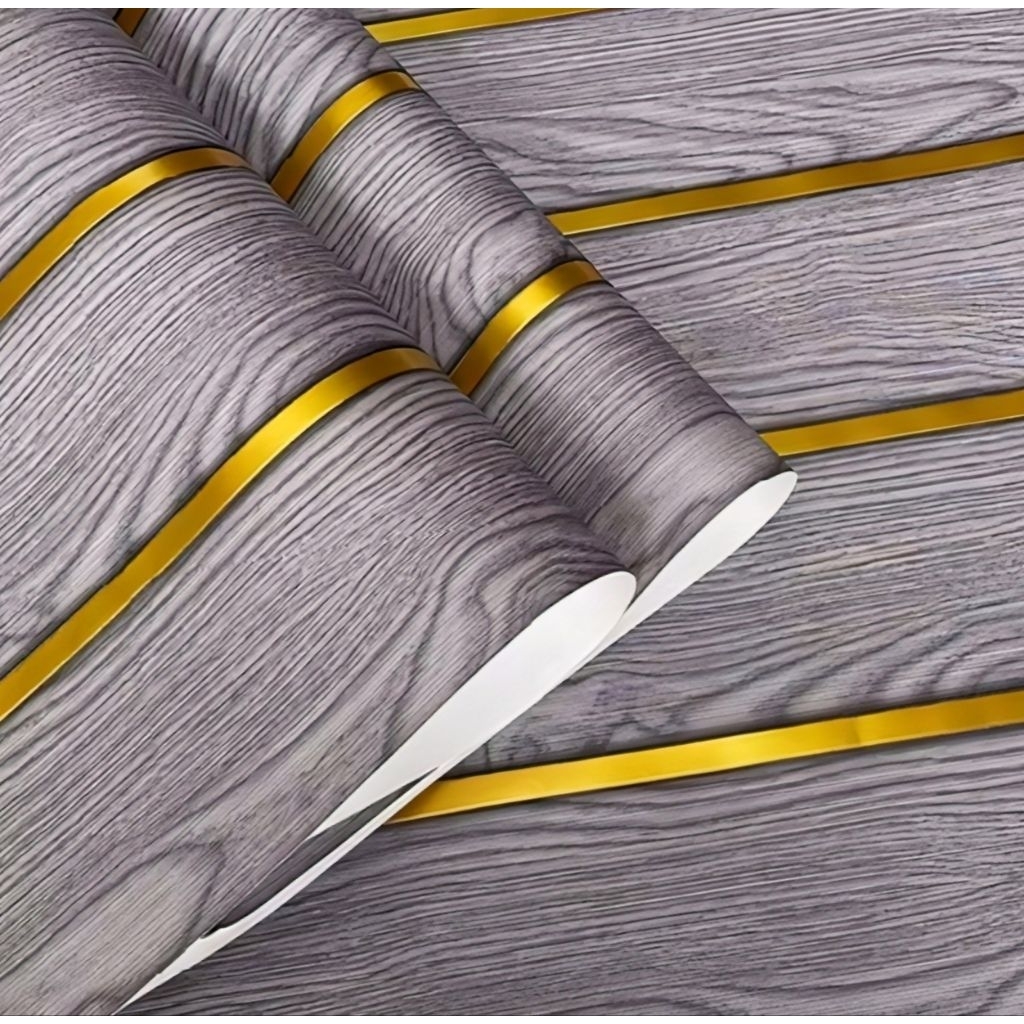 WALLPAPER STICKER DINDING TERBARU|WALLPAPER MOTIF PANELL LIS GOLD,LIS SILVER