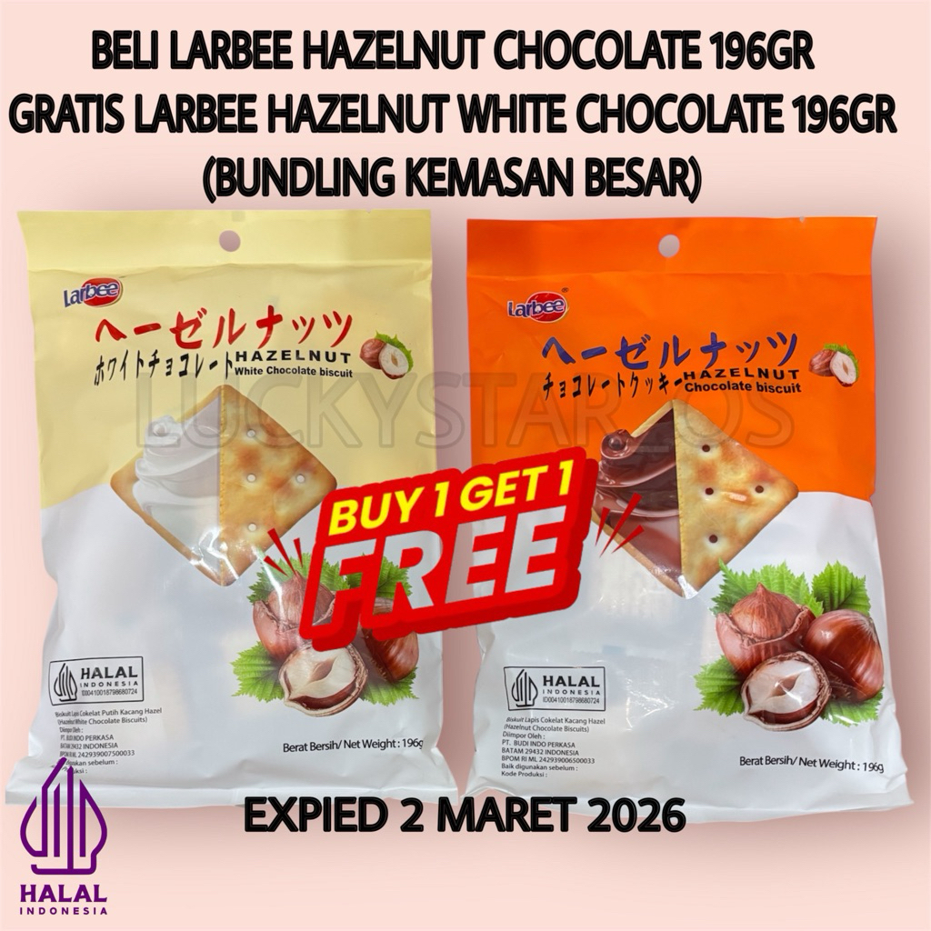 

PROMO BUY 1 GET 1 LARBEE HAZELNUT CHOCOLATE BISCUITS 196GR (KEMASAN BESAR)