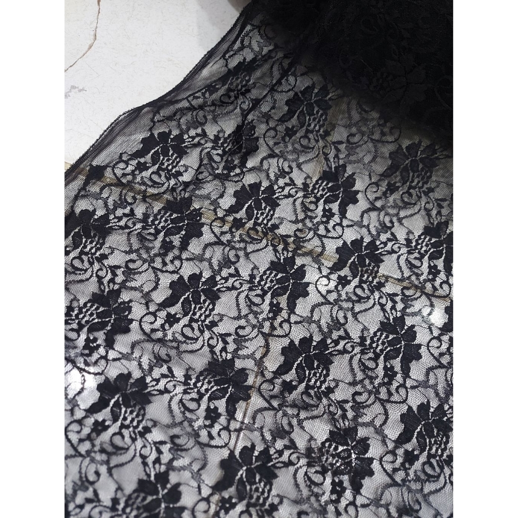 kain brokat premium  - kain brokat kebaya  - kain brokat stretch  - kain brokat luxury ( hitam ) A