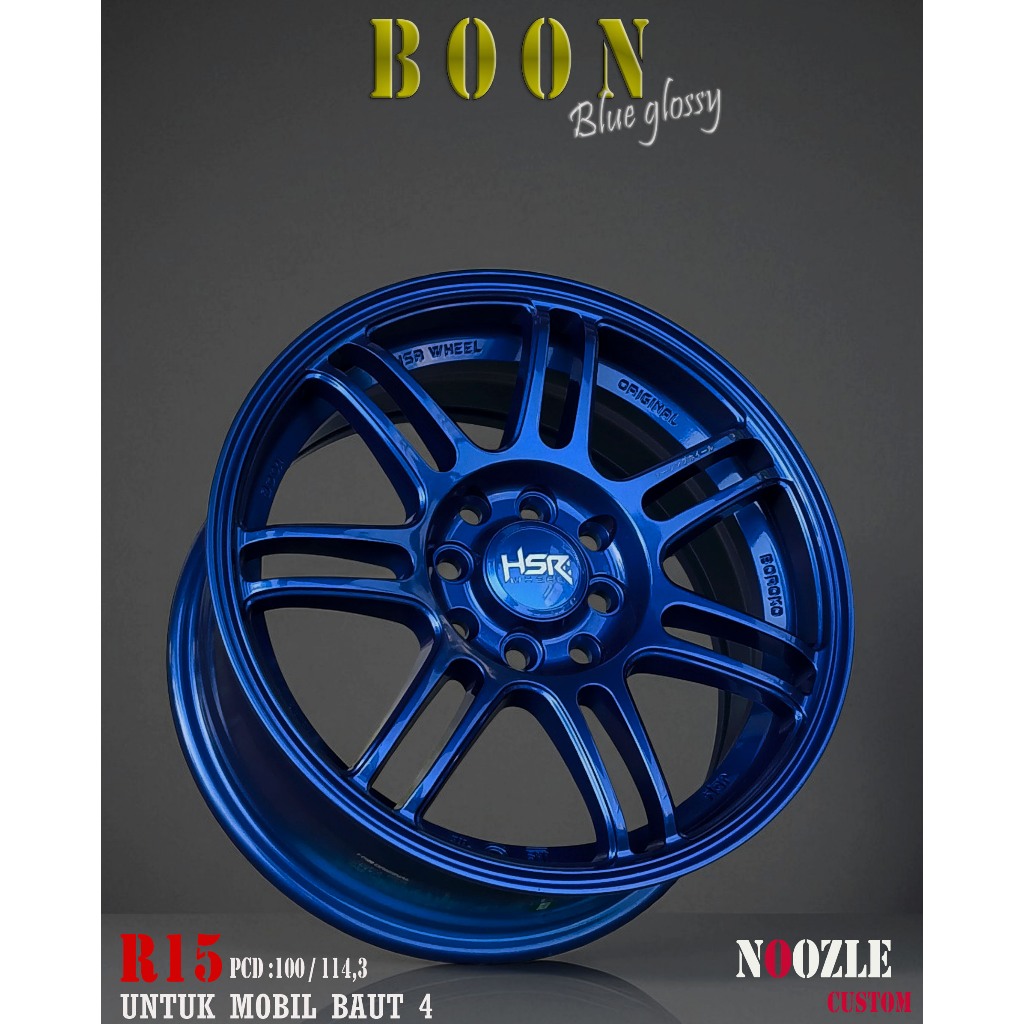 Velg Racing R15 Lubang Baut 4 Pelek HSR Ring 15 Type HSR Boon Ve;g Warna Biru Racing