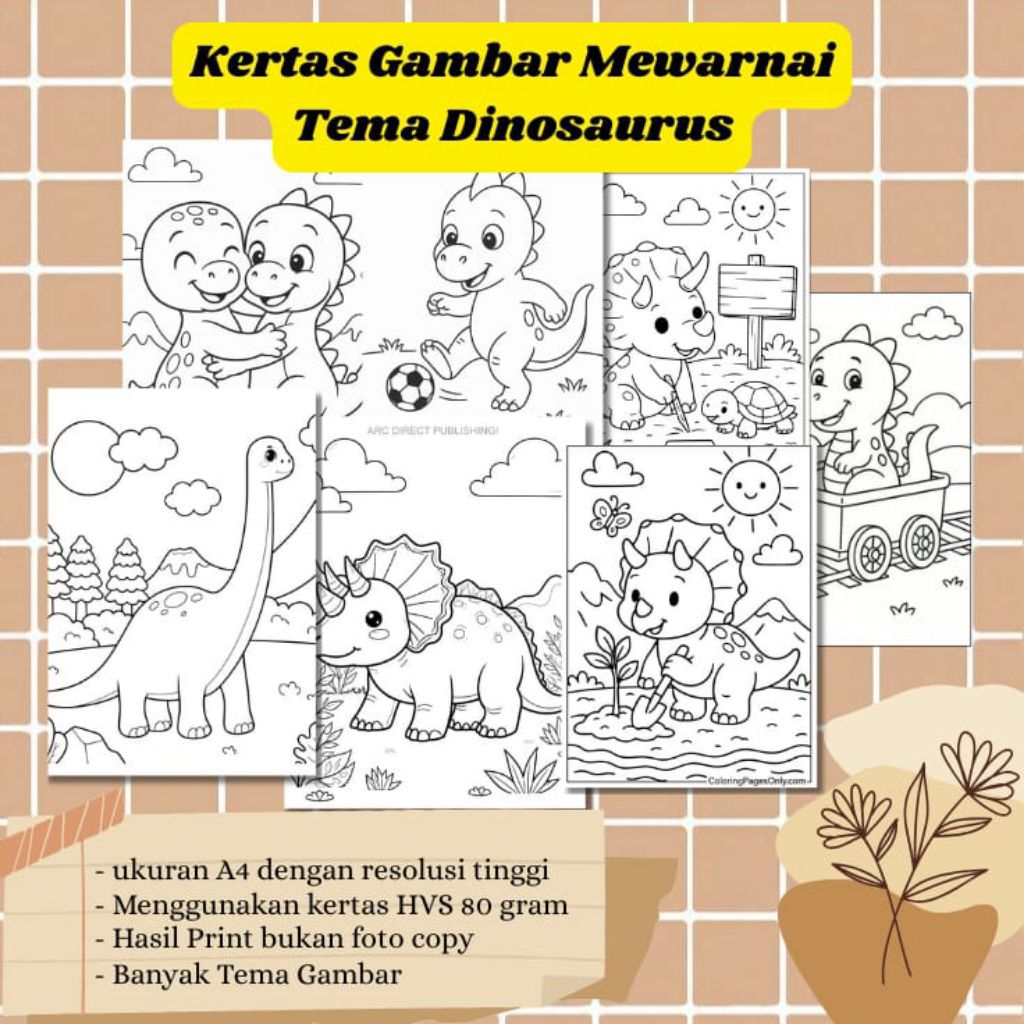 

20 LEMBAR KERTAS GAMBAR MEWARNAI TEMA DINOSAURUS (READY LANGSUNG KIRIM)