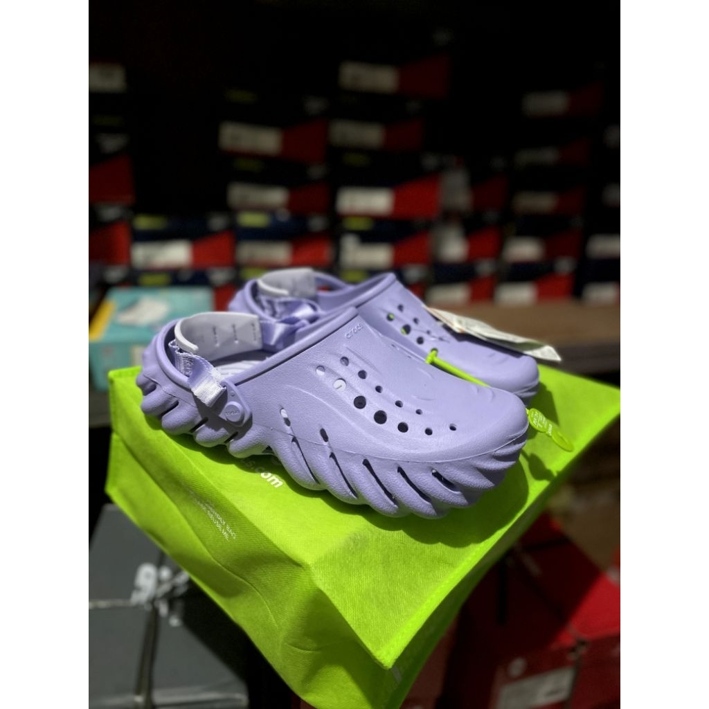 SANDAL CROCS ORIGINAL CROCS ECHO CLOG PURPLE ORIGINAL 100% RESMI