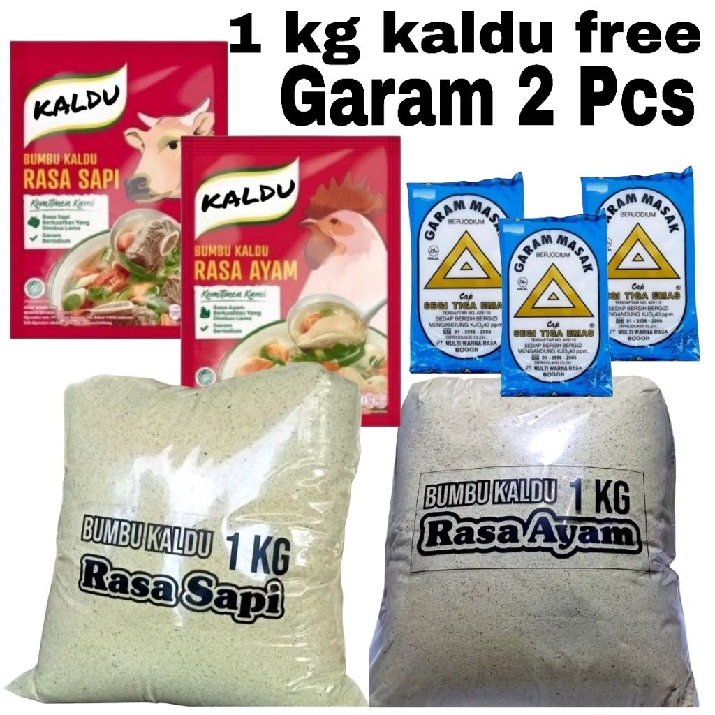 

Kaldu Penyedap Masakan Rasa Ayam/Sapi 1 kg Kemasan Repack Gratis Garam Beryodium 2 Pcs Royco Curah Bumbu Dapur Harga Murah
