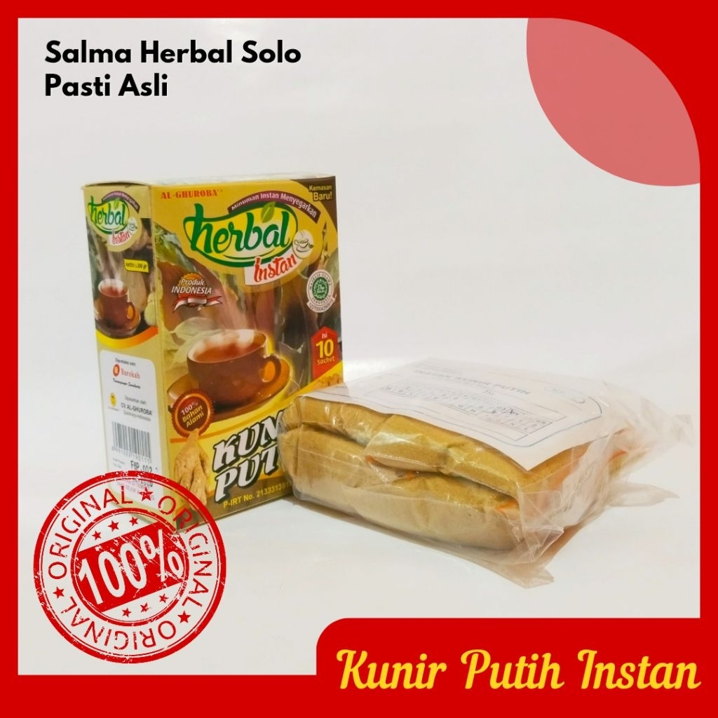 

Kunir Putih Instan Al Ghuroba Box isi 10 Sachet Minuman Kesehatan Salma Herbal Solo