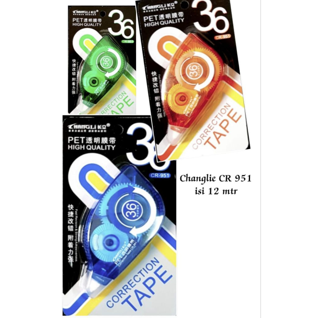 

Tip Ex / Correction Tape Changli CR951 Kertas 12 Meter / Pcs