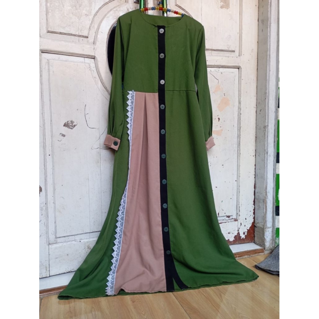 preloved gamis hijau army