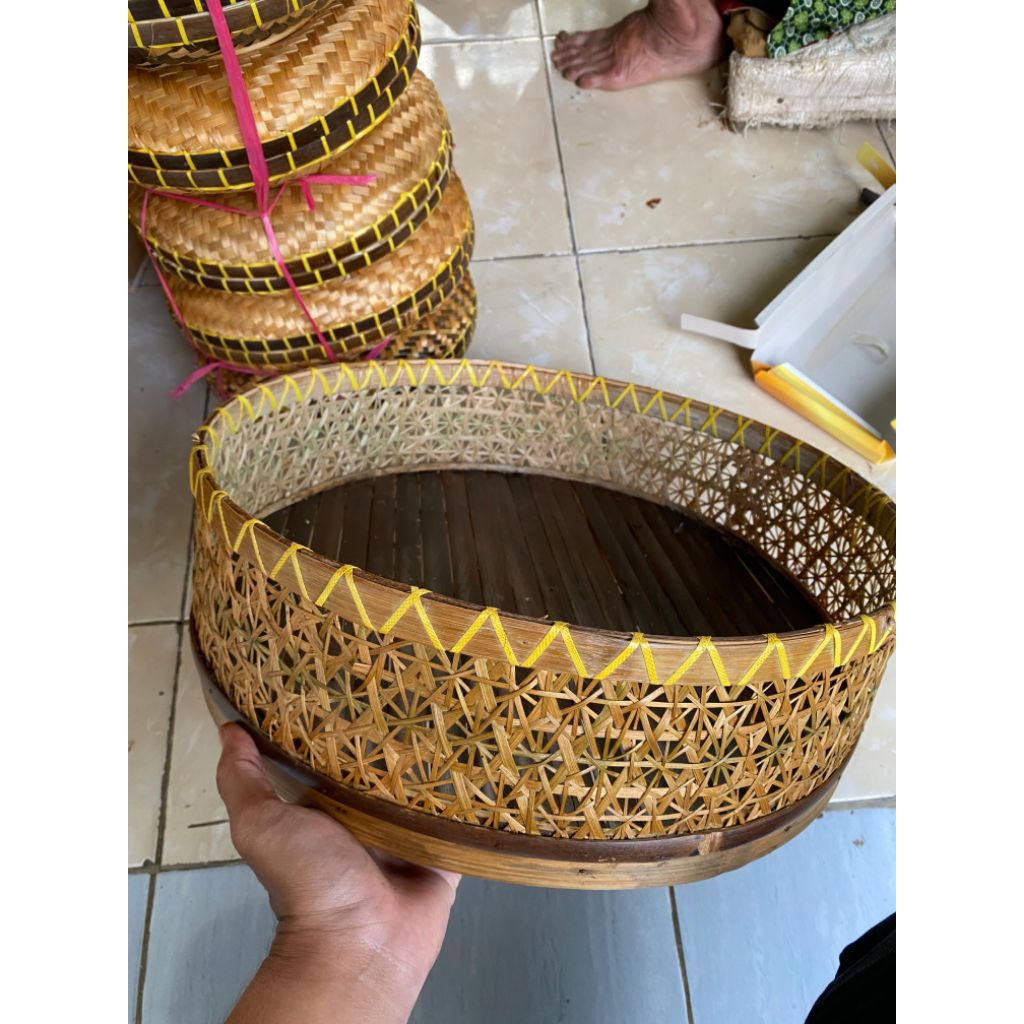 baki bulat dari anyaman bambu ukuran besar