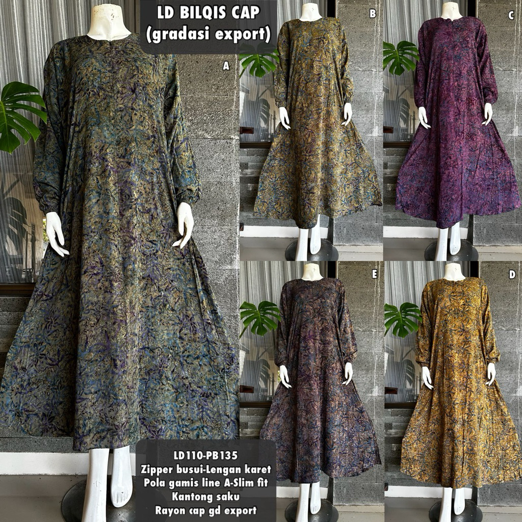 GAMIS RAYON CAP GRADASI EXPORT- GAMIS GRADASI BILQIS CAP - ZIPPER BUSUI/SLIM FIT