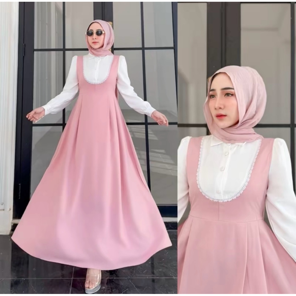 dress remaja kekinian Korean style berhijab ootd dress mewah cinderella nada Gisella